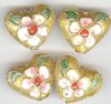 4 14x16mm Gold Cloisonné Hearts